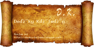 Deáky Kálmán névjegykártya